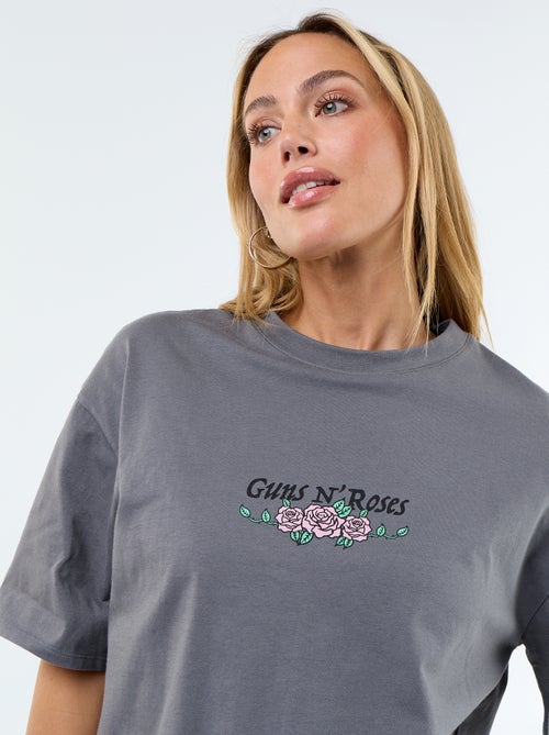 T-shirt 'Guns N\'Roses' de manga curta estampada à frente e atrás - Kiabi