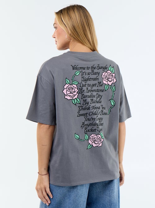 T-shirt 'Guns N\'Roses' de manga curta estampada à frente e atrás - Kiabi