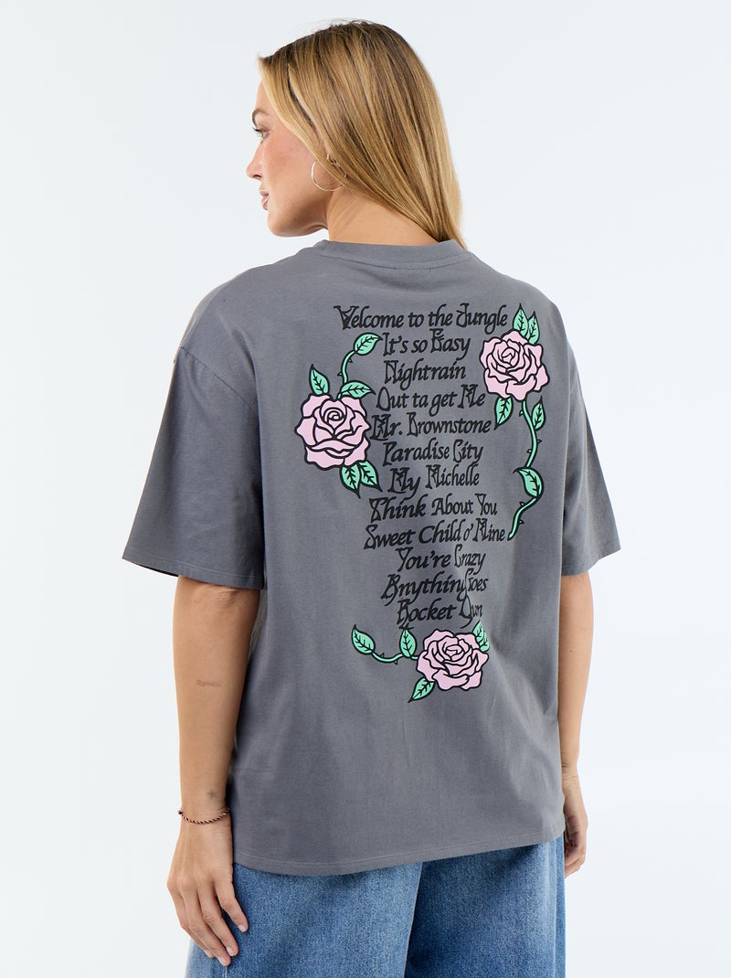 T-shirt 'Guns N\'Roses' de manga curta estampada à frente e atrás Cinza - Kiabi