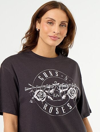 T-shirt 'Guns N\'Roses' de manga curta estampada à frente e atrás