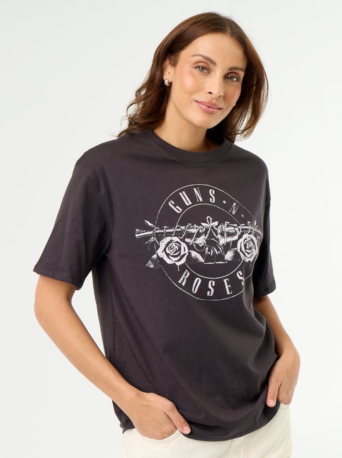 T-shirt 'Guns N\'Roses' de manga curta estampada à frente e atrás - Kiabi