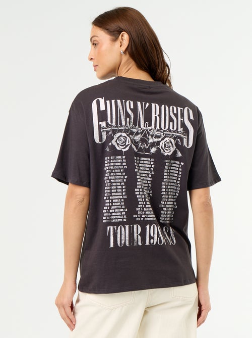 T-shirt 'Guns N\'Roses' de manga curta estampada à frente e atrás - Kiabi