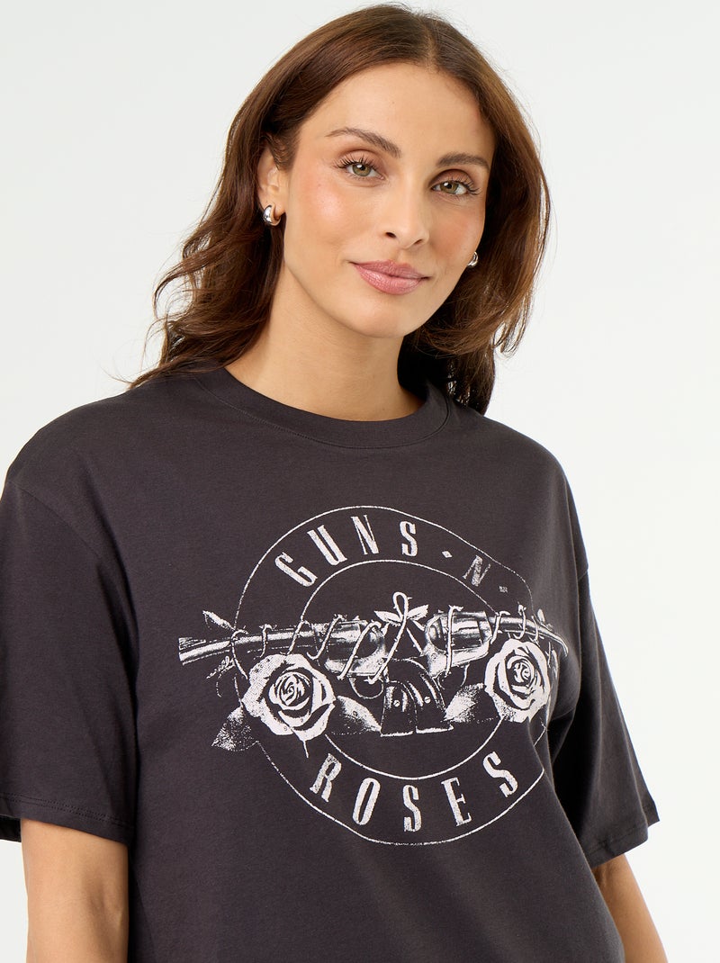 T-shirt 'Guns N\'Roses' de manga curta estampada à frente e atrás Preto - Kiabi