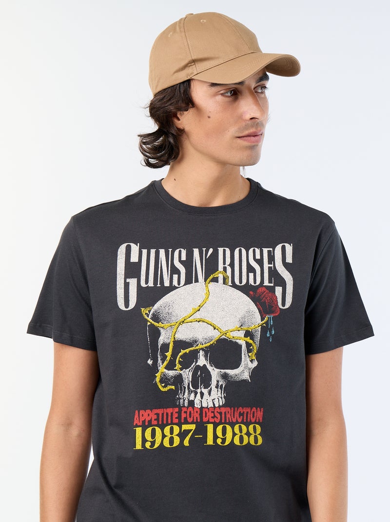 T-shirt 'Guns N'Roses' manga curta Preto - Kiabi