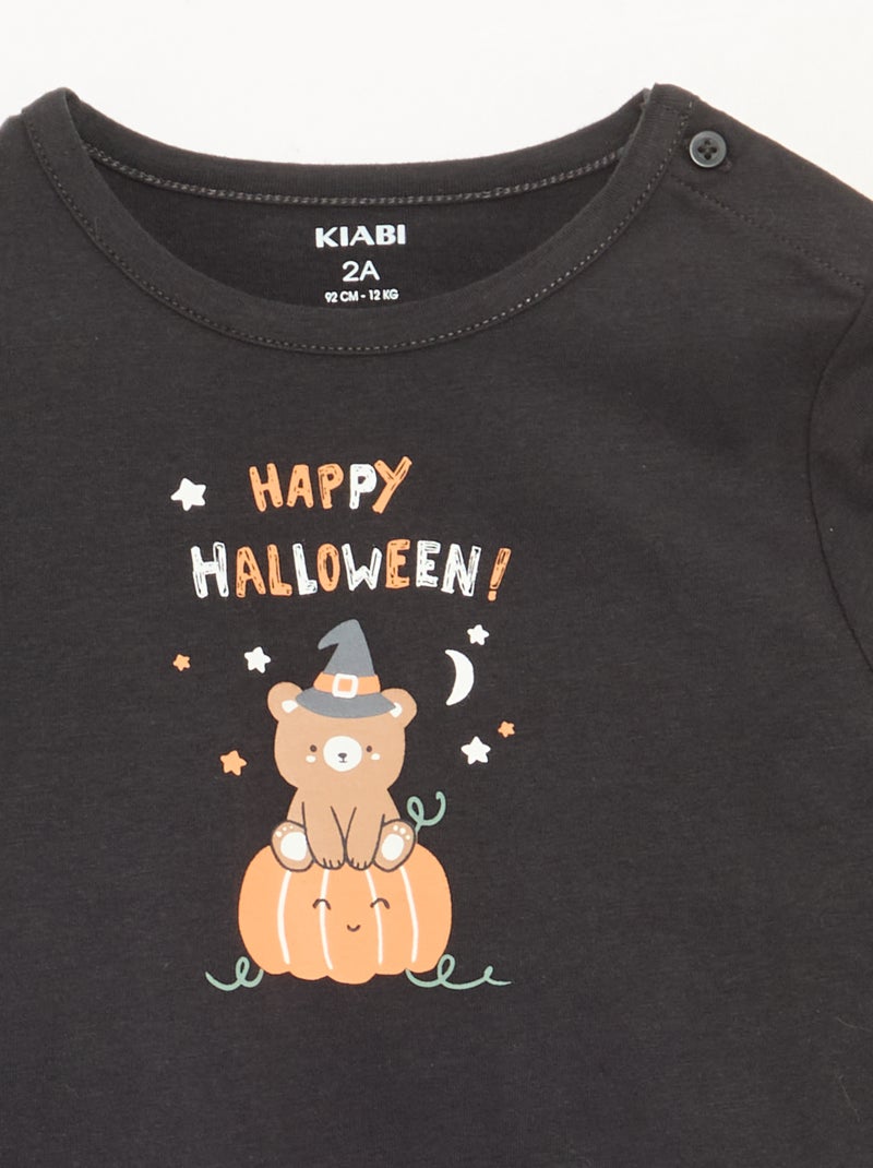 T-shirt 'Halloween' de manga comprida Cinza - Kiabi
