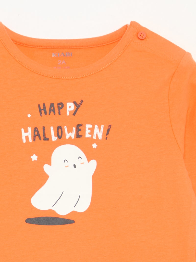 T-shirt 'Halloween' de manga comprida Laranja - Kiabi