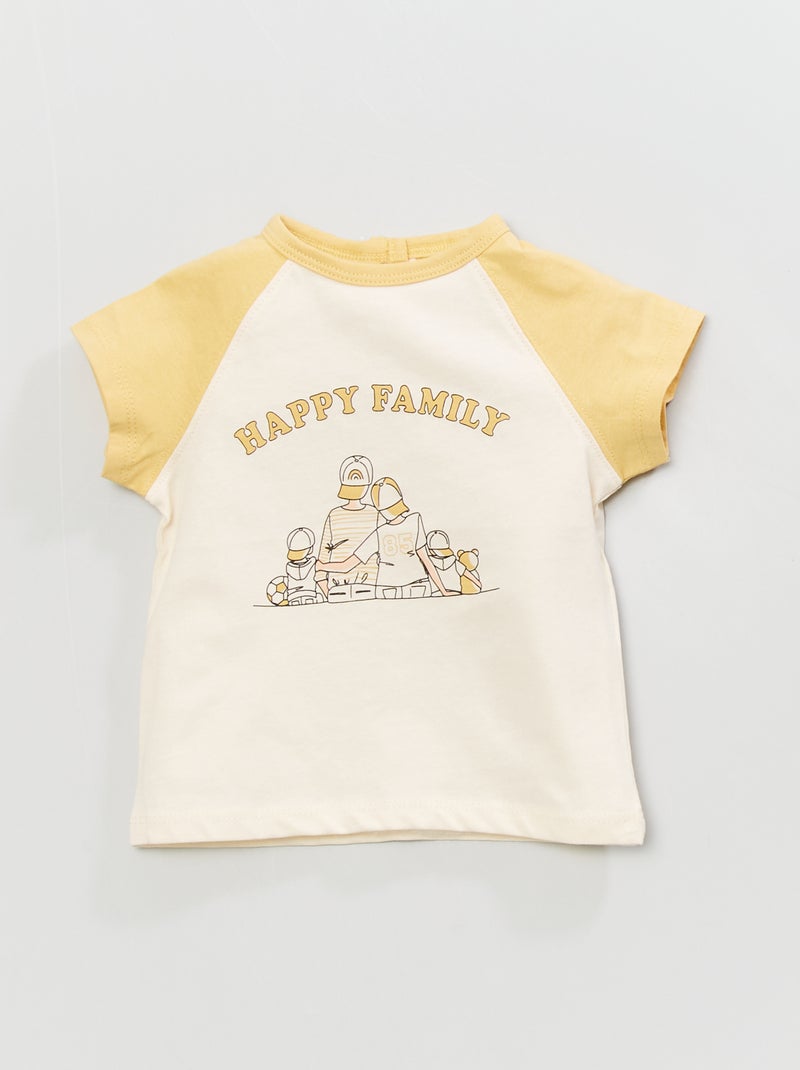 T-shirt 'Happy Family' de gola redonda BRANCO - Kiabi