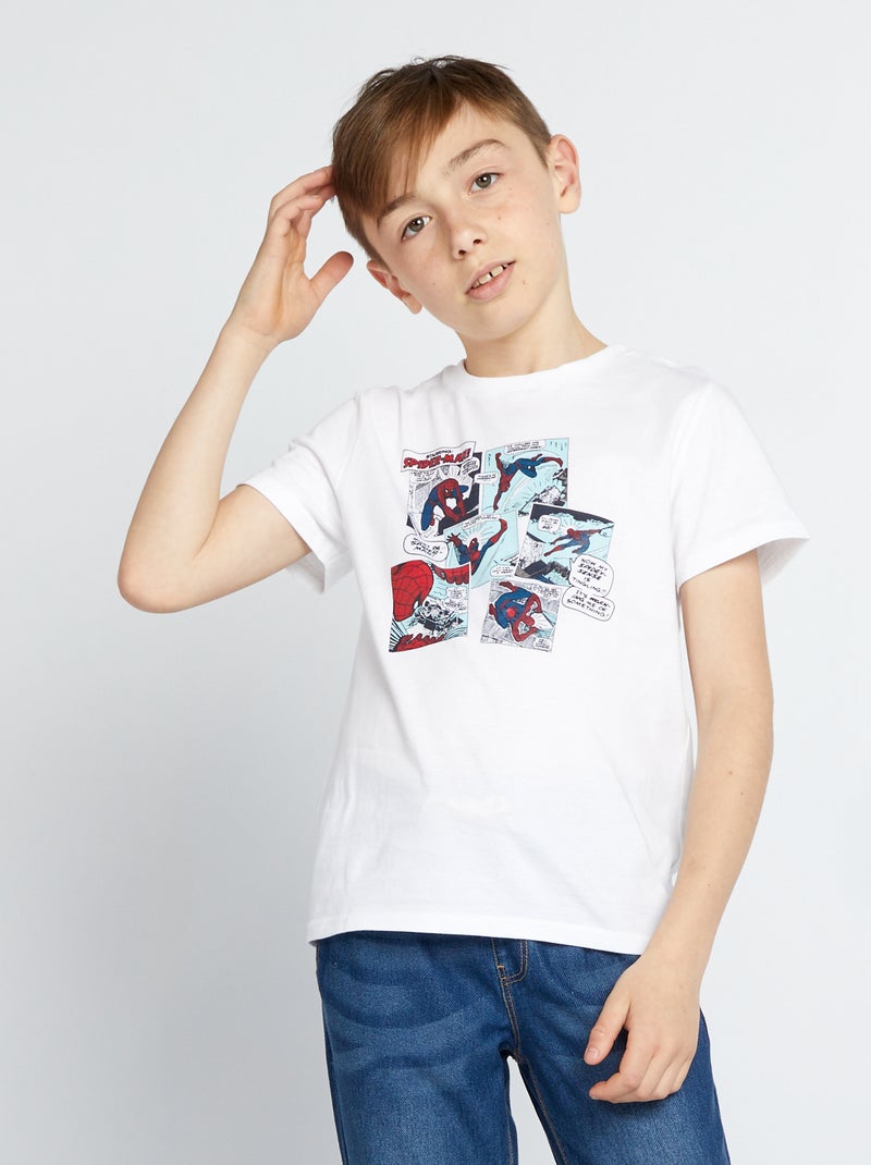 T-shirt 'Homem-Aranha' - Fácil de vestir BRANCO - Kiabi