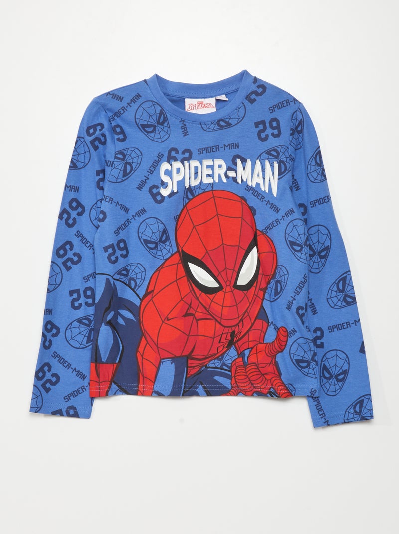 T-shirt 'Homem-Aranha' de manga comprida AZUL - Kiabi