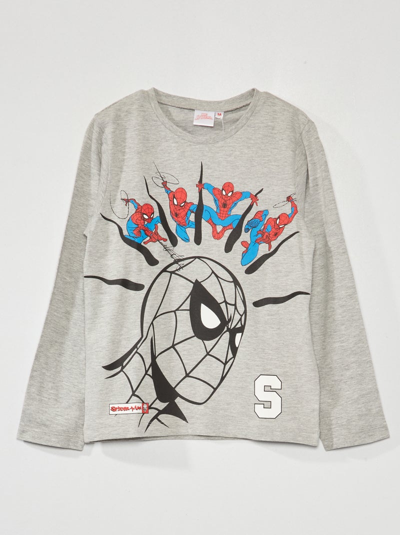 T-shirt 'Homem-Aranha' de manga comprida CINZA - Kiabi
