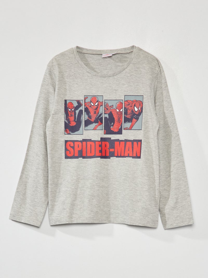 T-shirt 'Homem-Aranha' de manga comprida CINZA - Kiabi