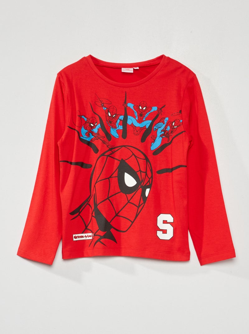 T-shirt 'Homem-Aranha' de manga comprida VERMELHO - Kiabi