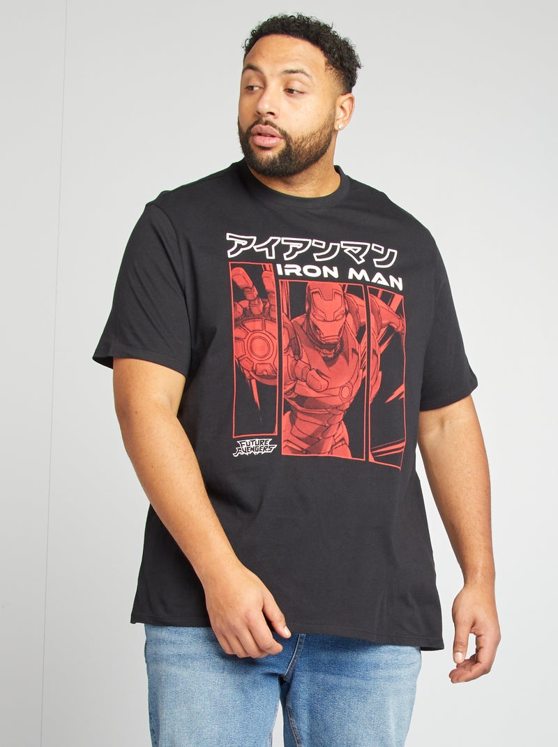 T-shirt 'Homem de Ferro' 'Marvel' de manga curta PRETO - Kiabi