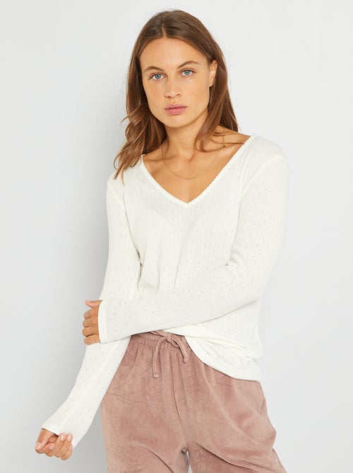 T-shirt homewear em malha pointelle - Kiabi