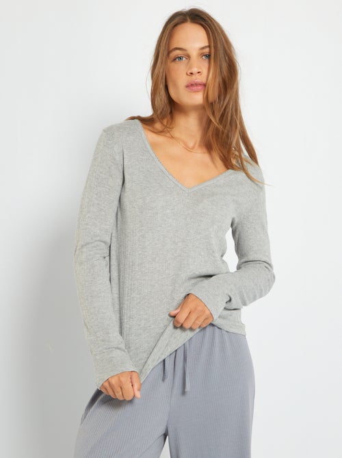 T-shirt homewear em malha pointelle - Kiabi