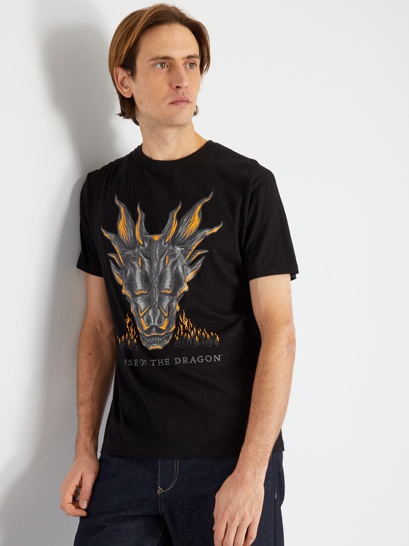 T-shirt 'House of the Dragons' Preto - Kiabi