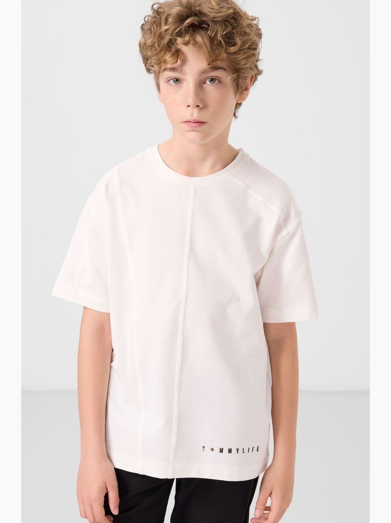 T-shirt infantil canelada gola redonda tommy Verde - Kiabi