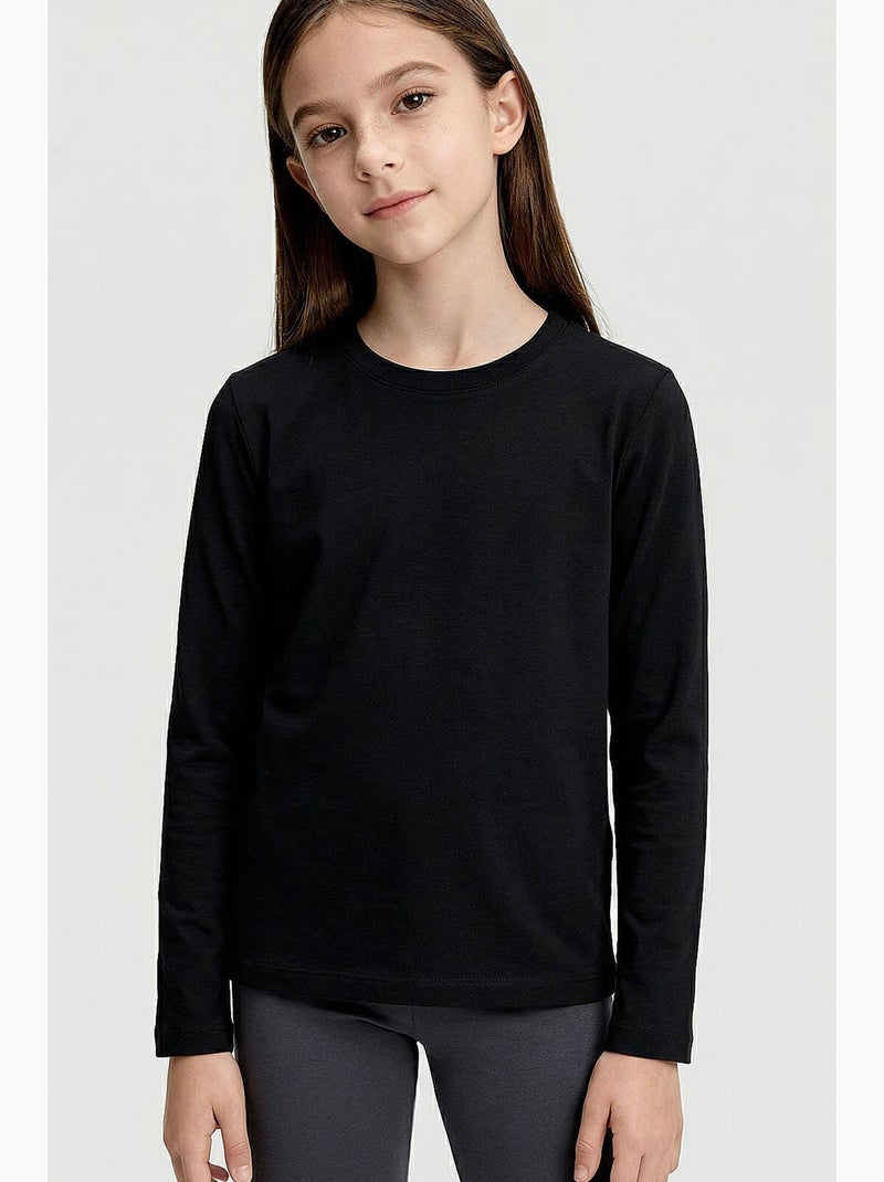 T-shirt infantil de manga comprida gola redonda tommy Branco Preto - Kiabi
