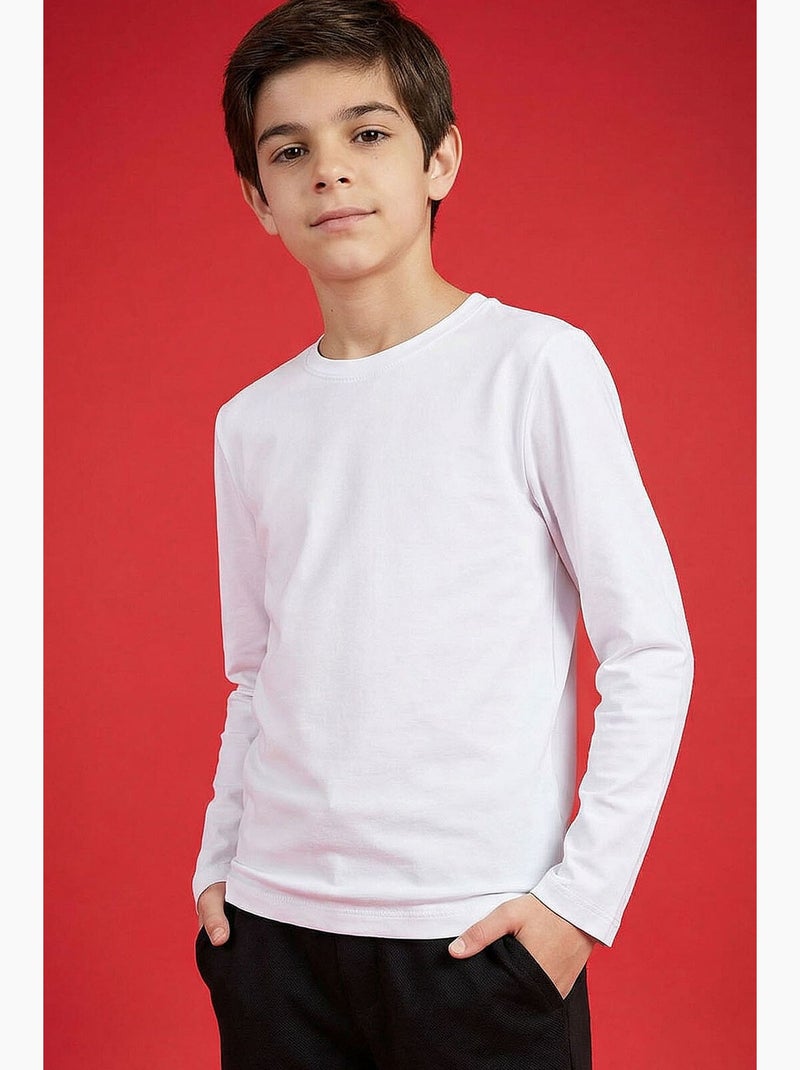 T-shirt infantil de manga comprida gola redonda tommy Branco Vermelho - Kiabi
