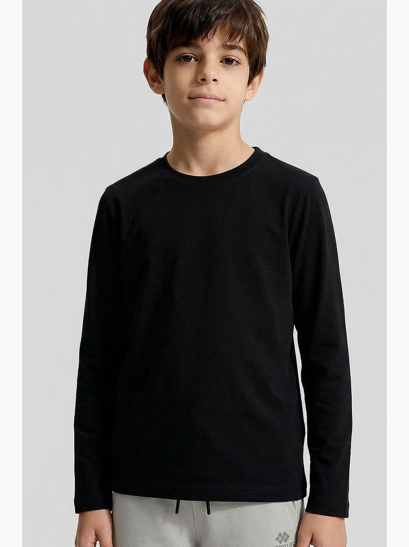 T-shirt infantil de manga comprida gola redonda tommy Branco Vermelho - Kiabi