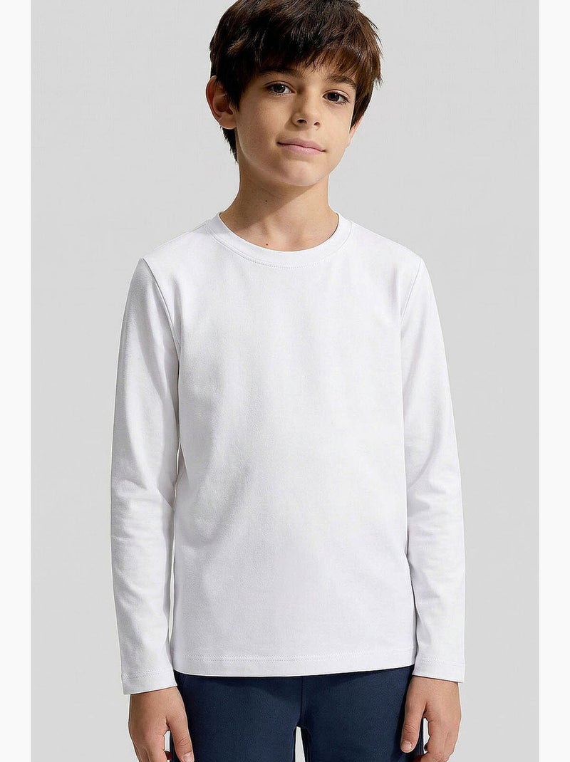 T-shirt infantil de manga comprida gola redonda tommy Cinza-branco preto - Kiabi