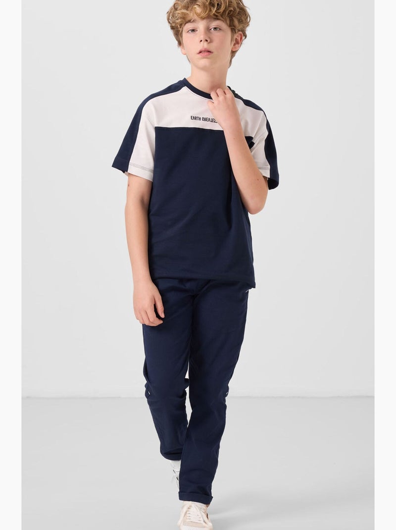 T-shirt infantil oversize gola redonda tommy Azul Branco - Kiabi