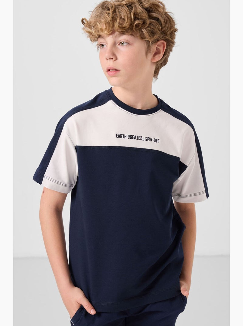 T-shirt infantil oversize gola redonda tommy Azul Branco - Kiabi