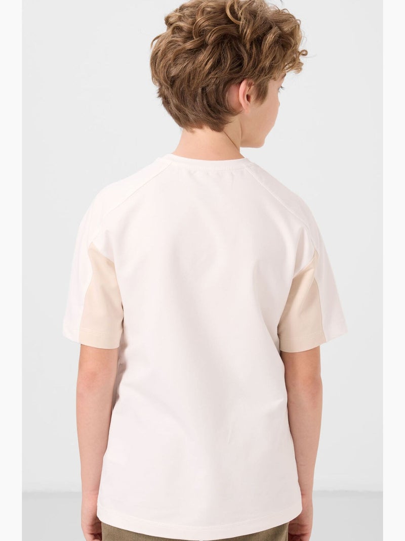 T-shirt infantil oversize gola redonda tommy Branco Bege - Kiabi