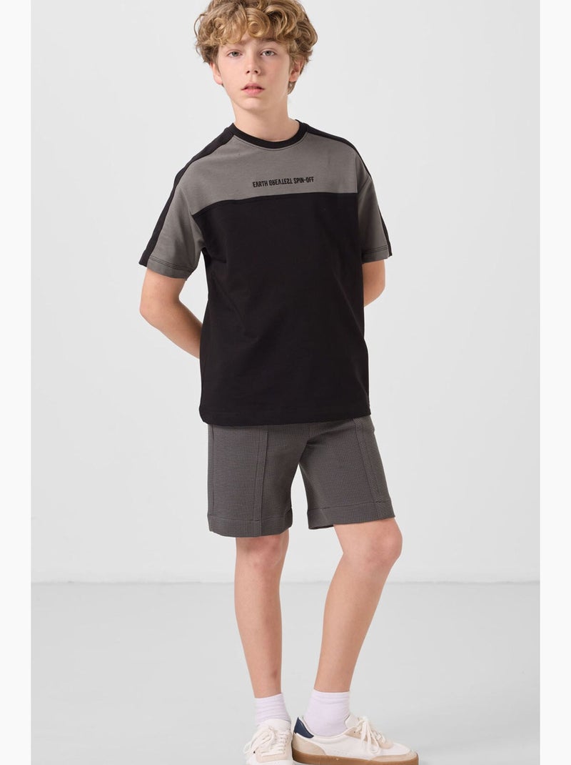 T-shirt infantil oversize gola redonda tommy Preto Cinza - Kiabi