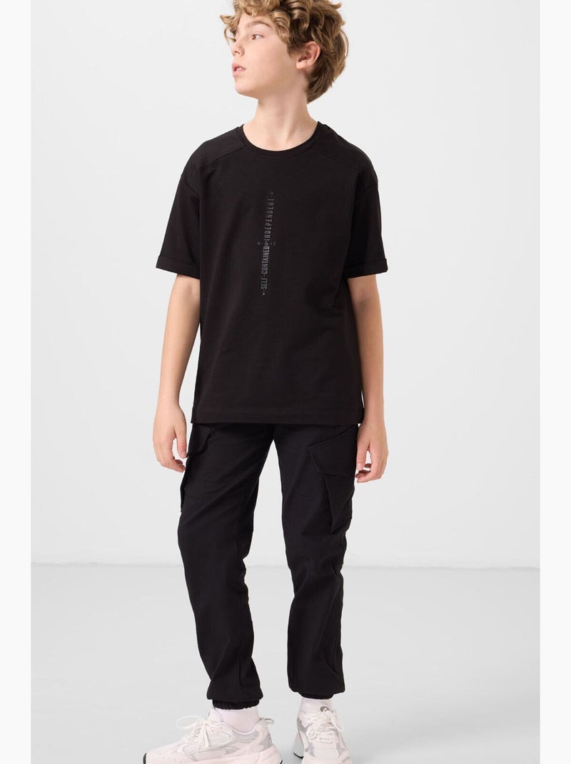 T-shirt infantil oversized com gola redonda tommy Azul-céu - Kiabi