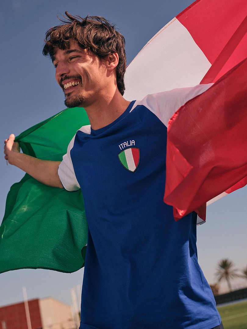 T-shirt 'Itália' em malha jersey AZUL - Kiabi