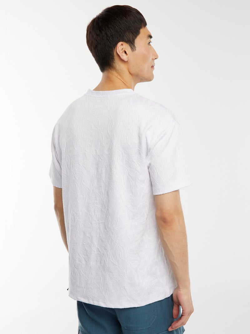 T-shirt jacquard lisa de manga curta Branco - Kiabi