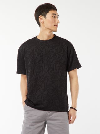 T-shirt jacquard lisa de manga curta