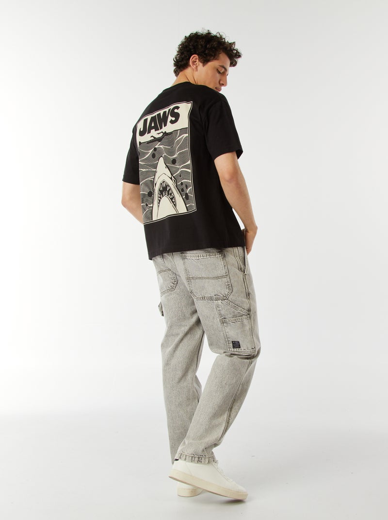 T-shirt 'Jaws' 'Tubarão' de manga curta PRETO - Kiabi
