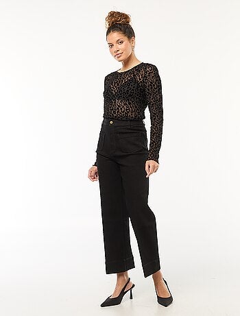 T-shirt 'JDY' transparente com padrão de leopardo