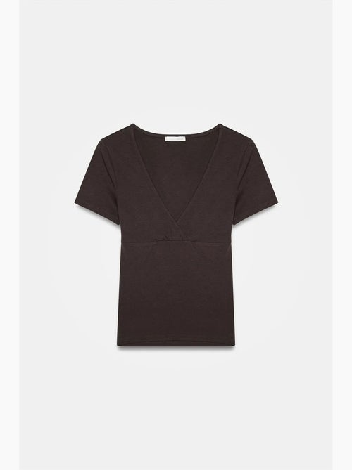 T-shirt justa com decote em v e manga curta dilvin - Kiabi
