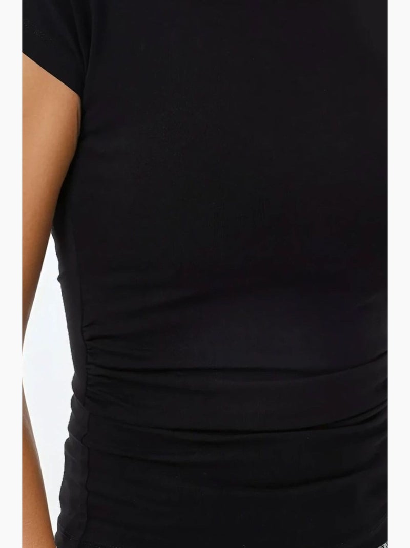 T-shirt justa com gola redonda e manga curta hiccup Preto - Kiabi