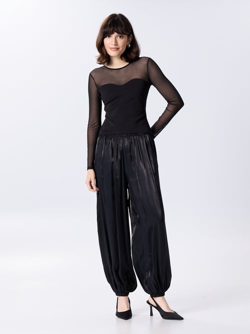 T-shirt justa com parte superior transparente - Kiabi