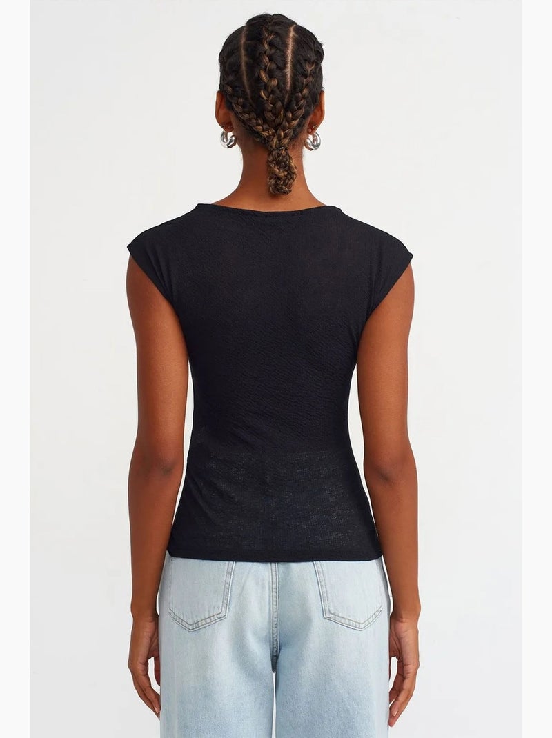 T-shirt justa decote barco manga curta dilvin Preto - Kiabi