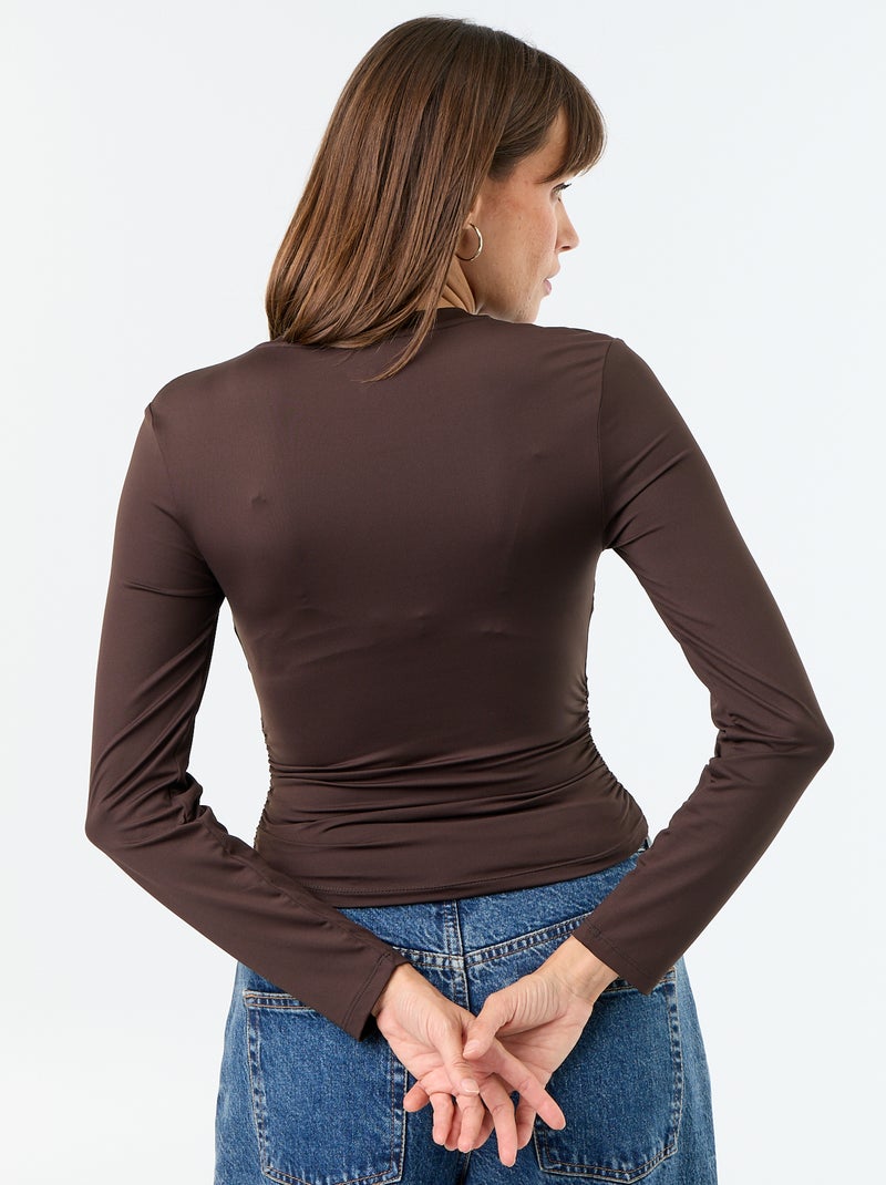 T-shirt justa e plissada Castanho - Kiabi