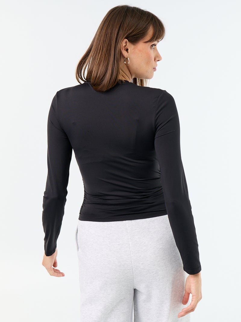 T-shirt justa e plissada Preto - Kiabi