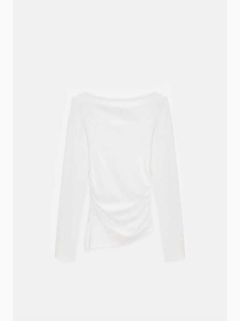 T-shirt justa gola barco manga comprida dilvin Branco sujo - Kiabi