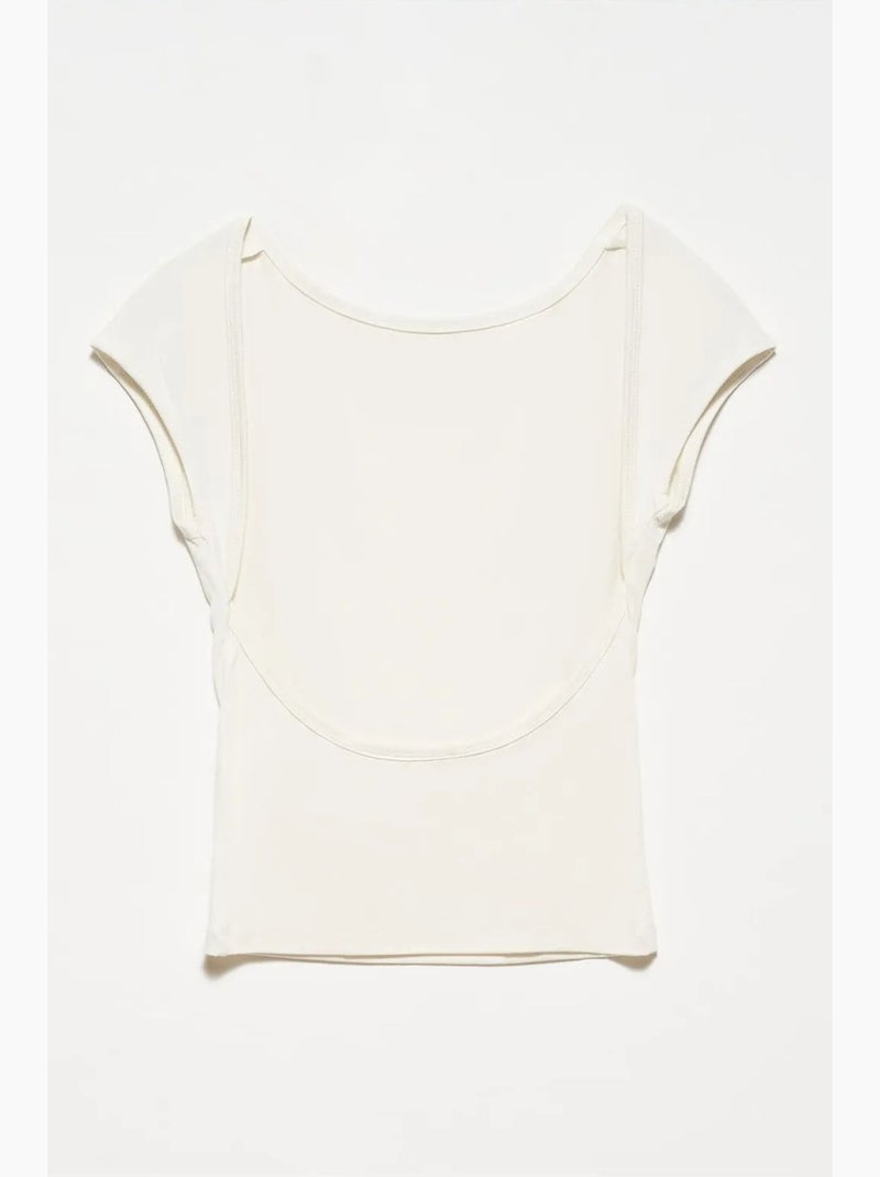 T-shirt justa jersey com recorte manga curta dilvin Branco sujo - Kiabi