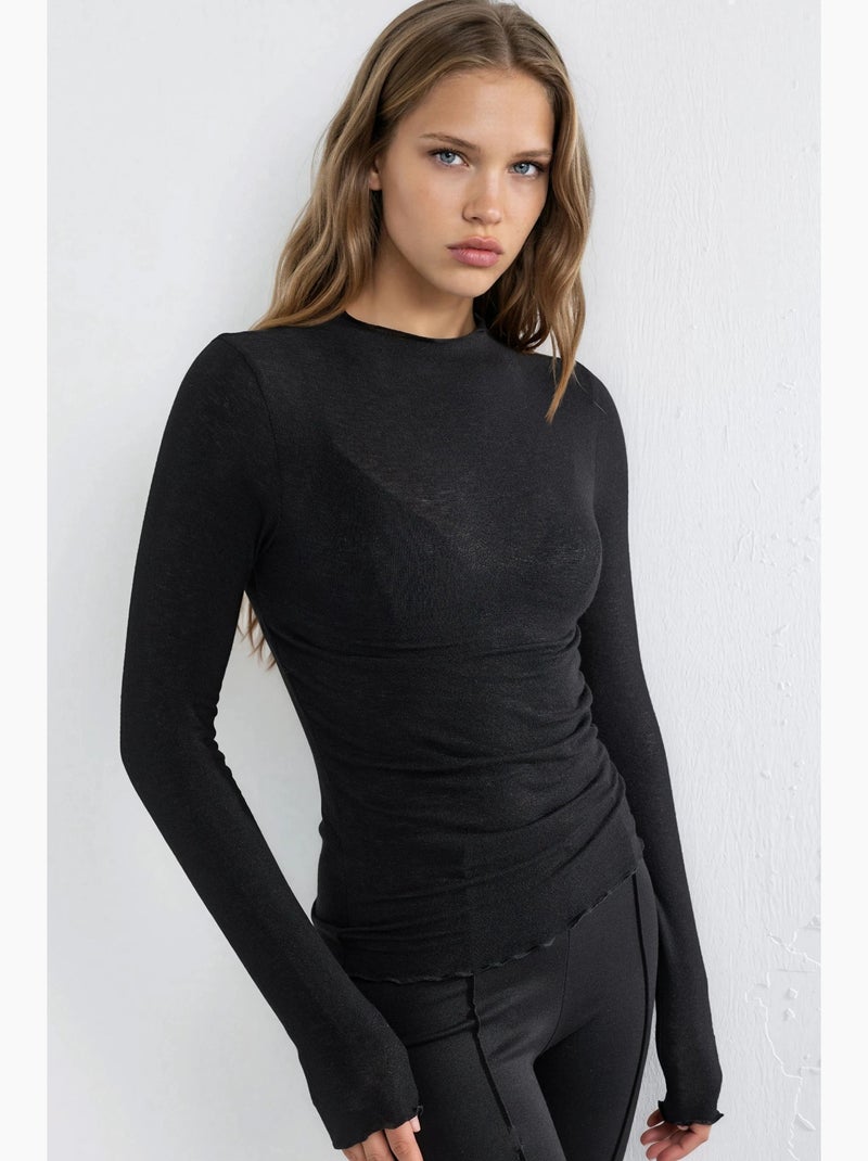 T-shirt justa manga comprida busem Preto - Kiabi