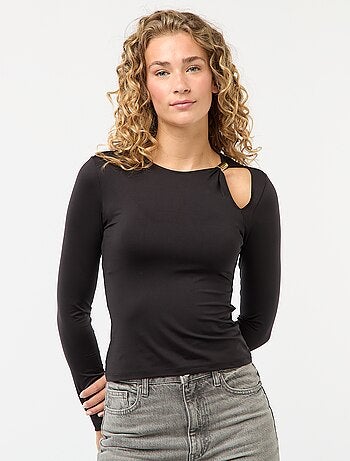 T-shirt justo com detalhe dourado