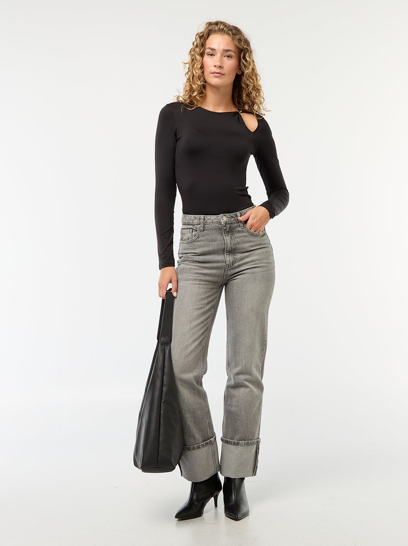 T-shirt justo com detalhe dourado Preto - Kiabi