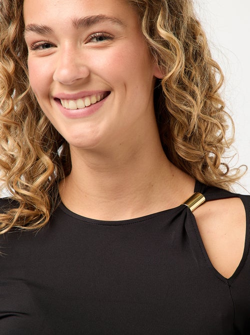 T-shirt justo com detalhe dourado - Kiabi