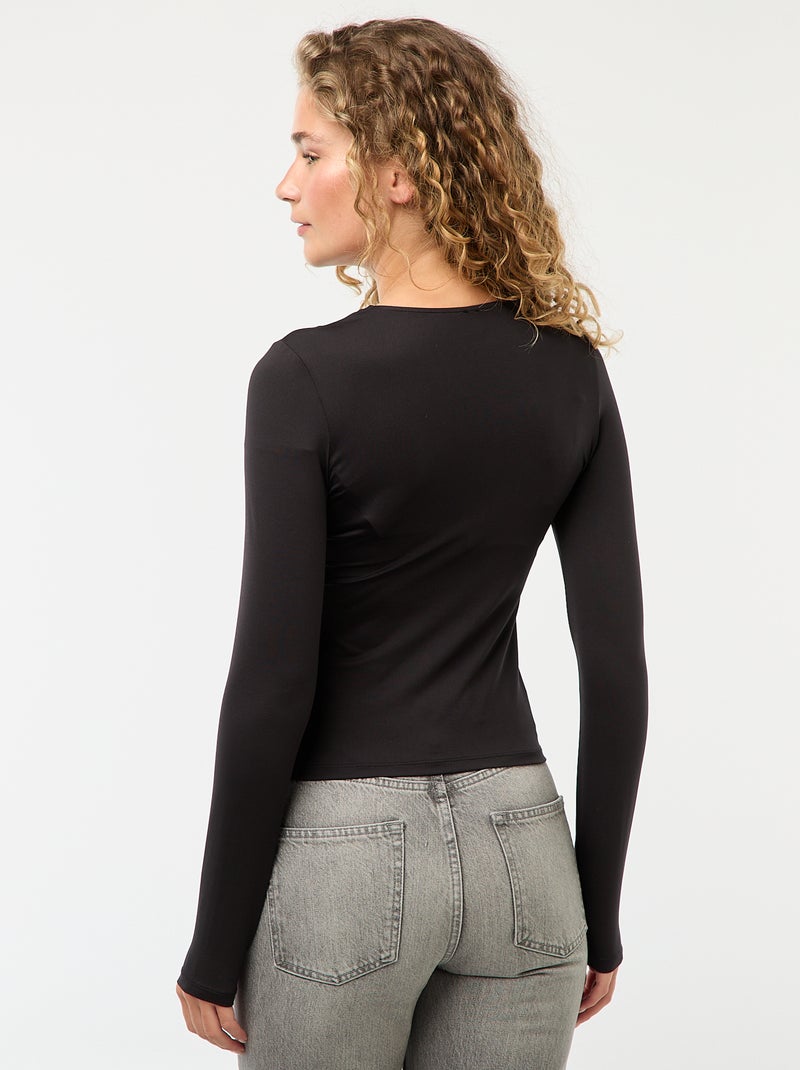 T-shirt justo com detalhe dourado Preto - Kiabi