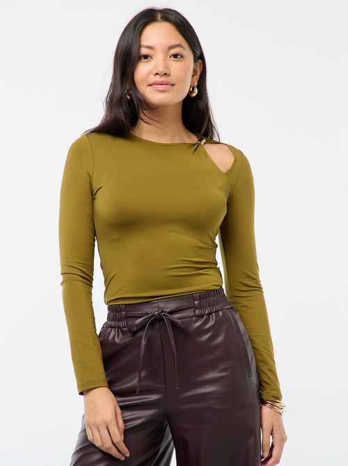 T-shirt justo com detalhe dourado - Kiabi