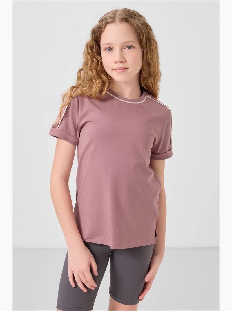 T-shirt juvenil unissexo de algodão e elastano tommy Rosa velho - Kiabi